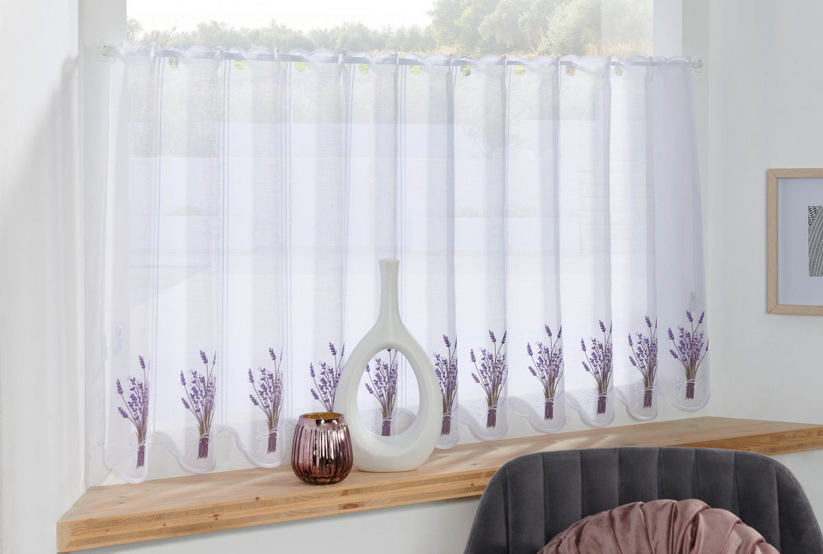 KRATKA ZAVESA           120 cm   lila, bela  - lila/bela, Konvencionalno, tekstil (120cm)