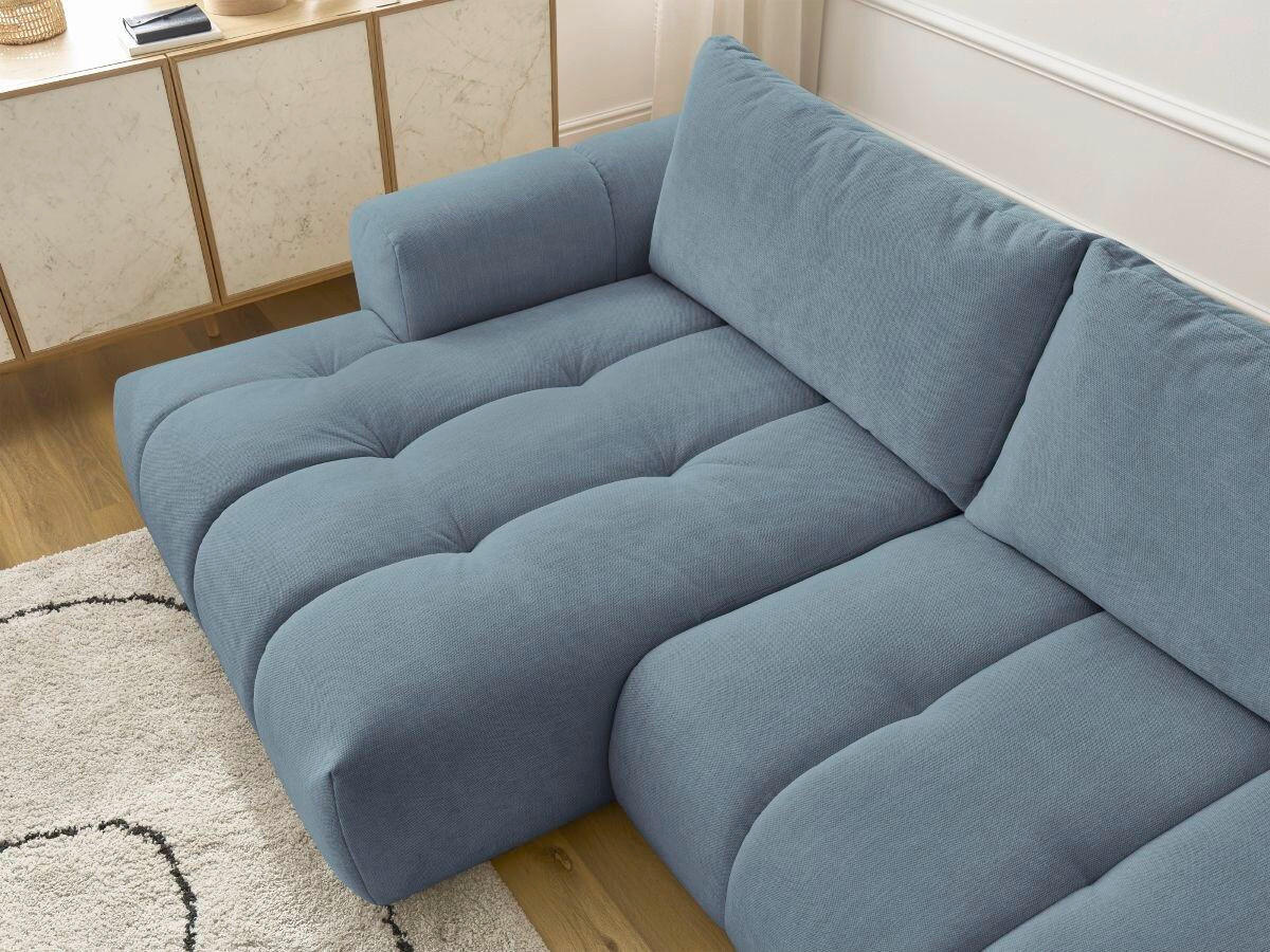 ECKSCHLAFSOFA FUJI Leinenoptik Hellblau  inkl.  - Schwarz/Hellblau, MODERN, Kunststoff/Textil (160/292cm)