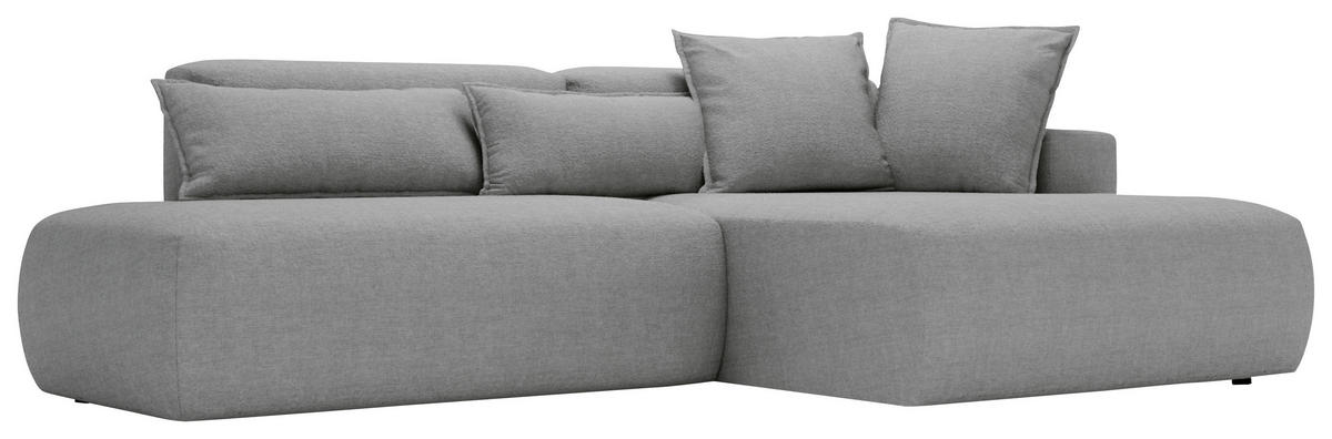 ECKSOFA ARTE in Chenille Grau  - Schwarz/Grau, Design, Kunststoff/Textil (284/160cm) - Livetastic