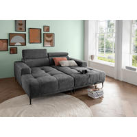 ECKSOFA in Chenille Anthrazit  - Anthrazit/Schwarz, Konventionell, Textil/Metall (200/188cm) - Livetastic