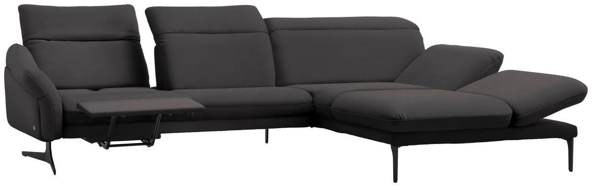 ECKSOFA in Echtleder Grau  - Anthrazit/Grau, Design, Leder/Metall (299/203cm) - Himolla