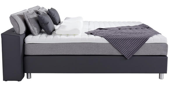 Boxspringbett mit Topper & Matratze H2 180x200cm Hampton - Anthrazit/Alufarben, KONVENTIONELL, Textil (180/200cm) - Luca Bessoni
