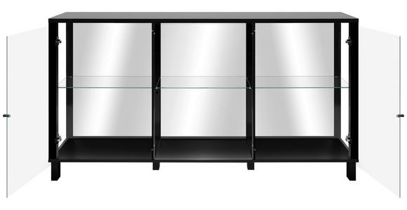 SIDEBOARD 160/85/37,5 cm  in Schwarz  - Schwarz, KONVENTIONELL, Glas/Holzwerkstoff (160/85/37,5cm) - Carryhome