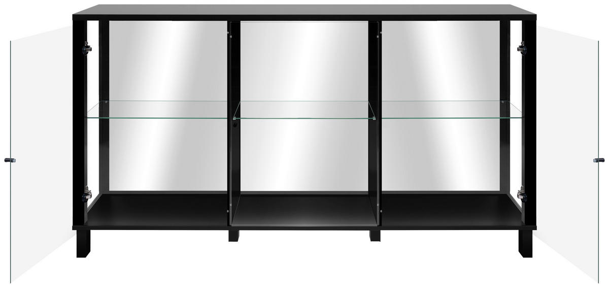 SIDEBOARD  in 160/85/37,5 cm  - Schwarz, KONVENTIONELL, Glas/Holzwerkstoff (160/85/37,5cm) - Carryhome
