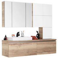 BADEZIMMER  in 180 cm  - Edelstahlfarben/Eichefarben, KONVENTIONELL, Glas/Holzwerkstoff (180cm) - Moderano