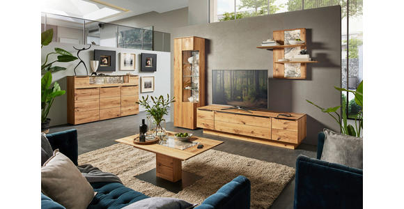 HIGHBOARD Eichefarben  180/119,3/39,5 cm  - Eichefarben/Schwarz, Natur, Glas/Holz (180/119,3/39,5cm) - Valnatura