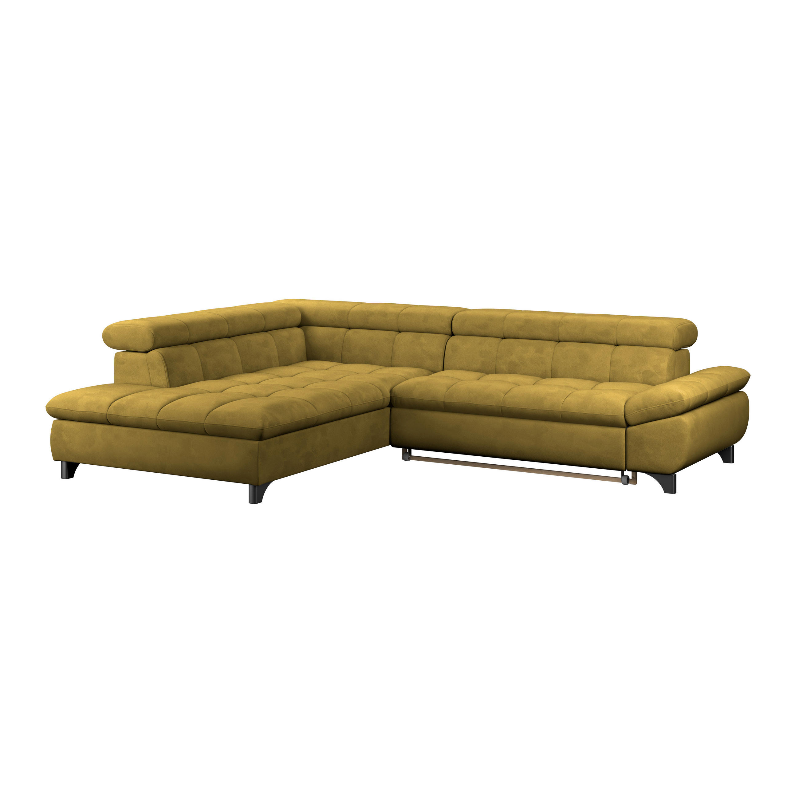 ECKSOFA Senfgelb Chenille  - Chromfarben/Senfgelb, KONVENTIONELL, Textil/Metall (234/312cm) - Livetastic