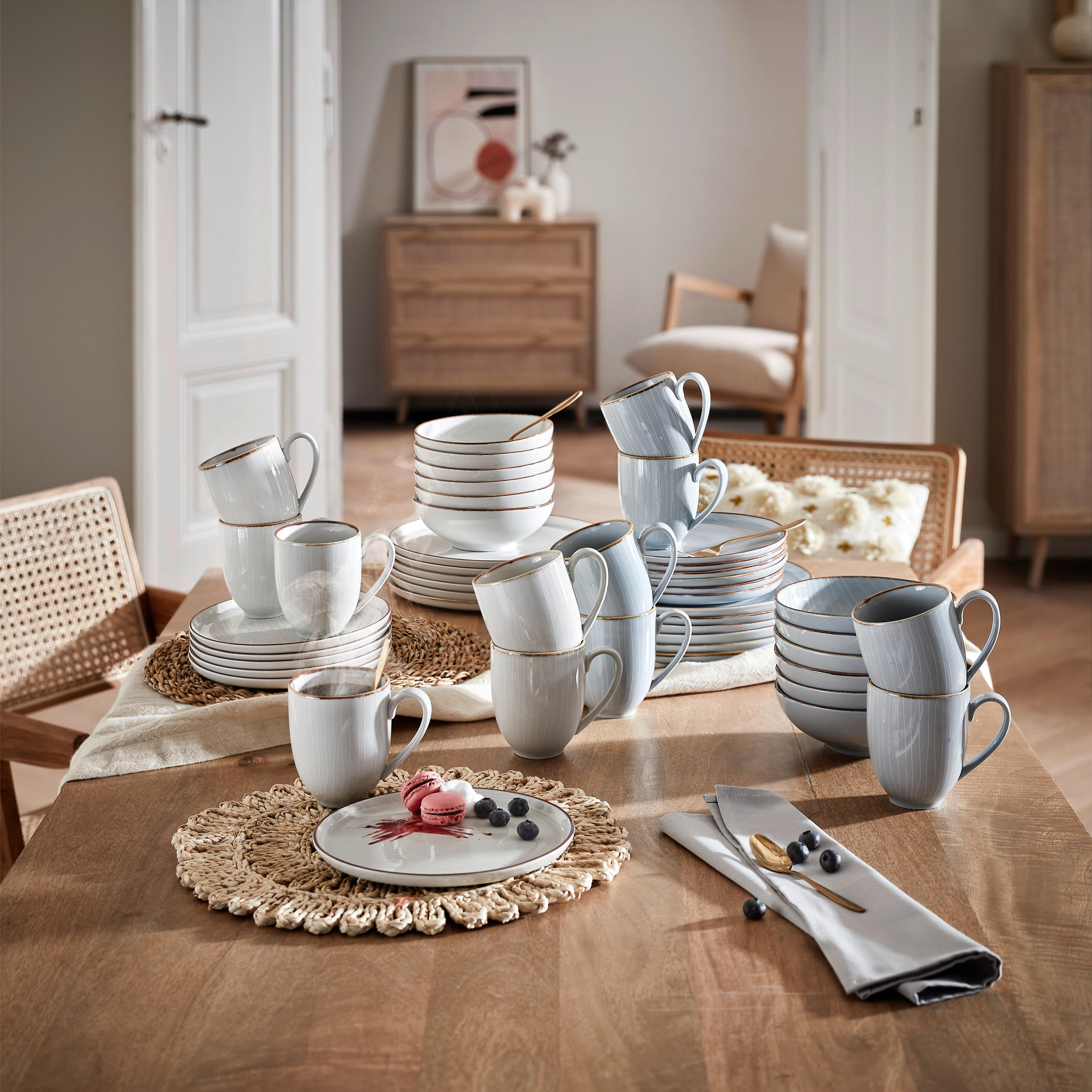 KOMBINIRANI SERVIS Bergen porcelan - siva, Design, keramika - Landscape
