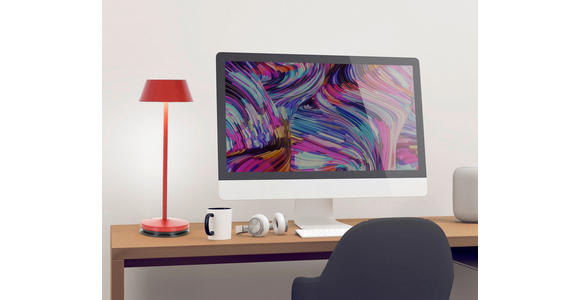 AKKU-TISCHLEUCHTE 11/30 cm  - Rot/Schwarz, Trend, Kunststoff/Metall (11/30cm) - Novel