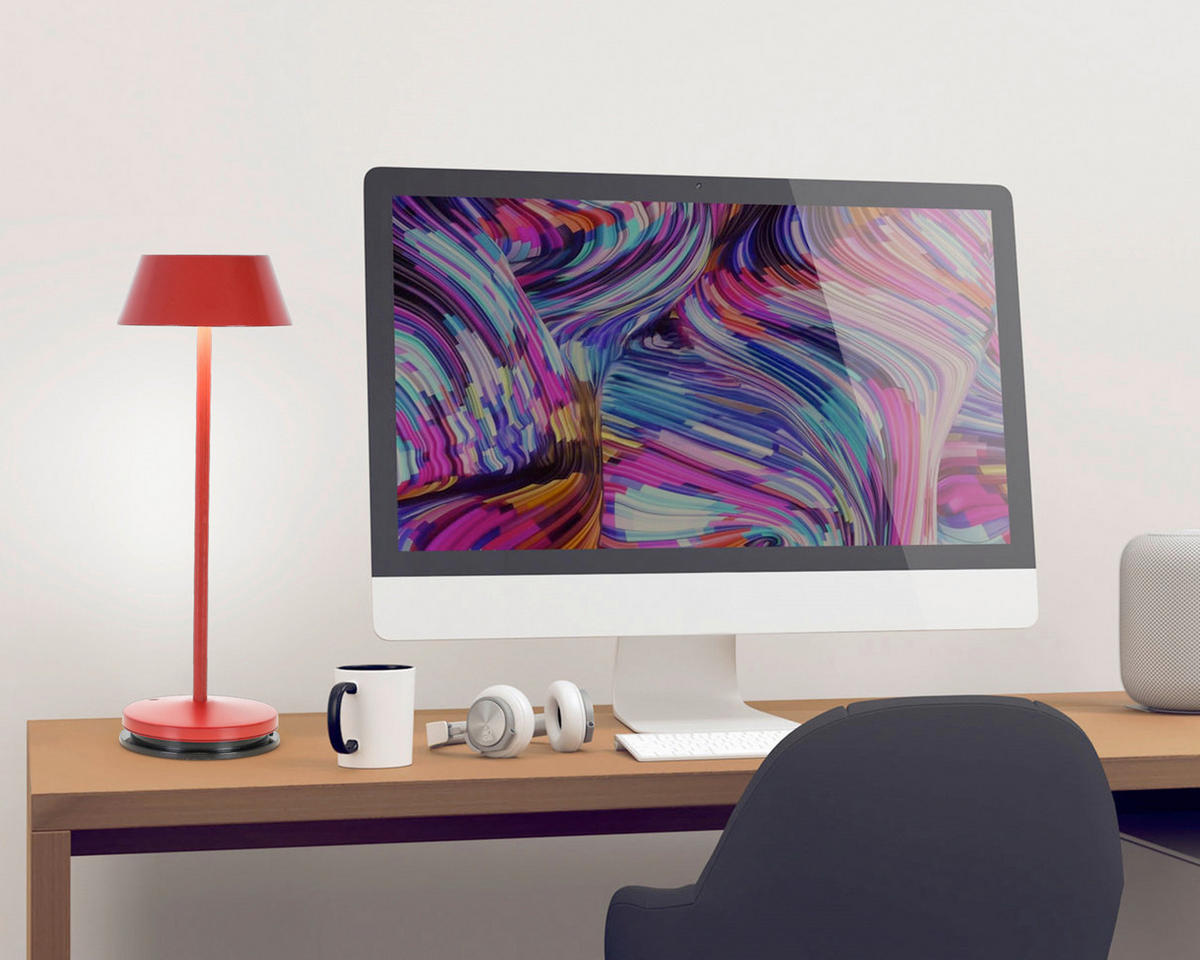 AKKU-TISCHLEUCHTE 11/30 cm  - Rot/Schwarz, Trend, Kunststoff/Metall (11/30cm) - Novel