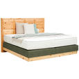 BOXSPRINGBETT 180/200 cm  in Zirbelkieferfarben, Olivgrün  - Zirbelkieferfarben/Olivgrün, Natur, Holz/Textil (180/200cm) - Valnatura