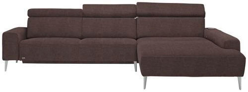 ECKSOFA Braun Webstoff  - Alufarben/Braun, Design, Textil (308/205cm) - Sedda
