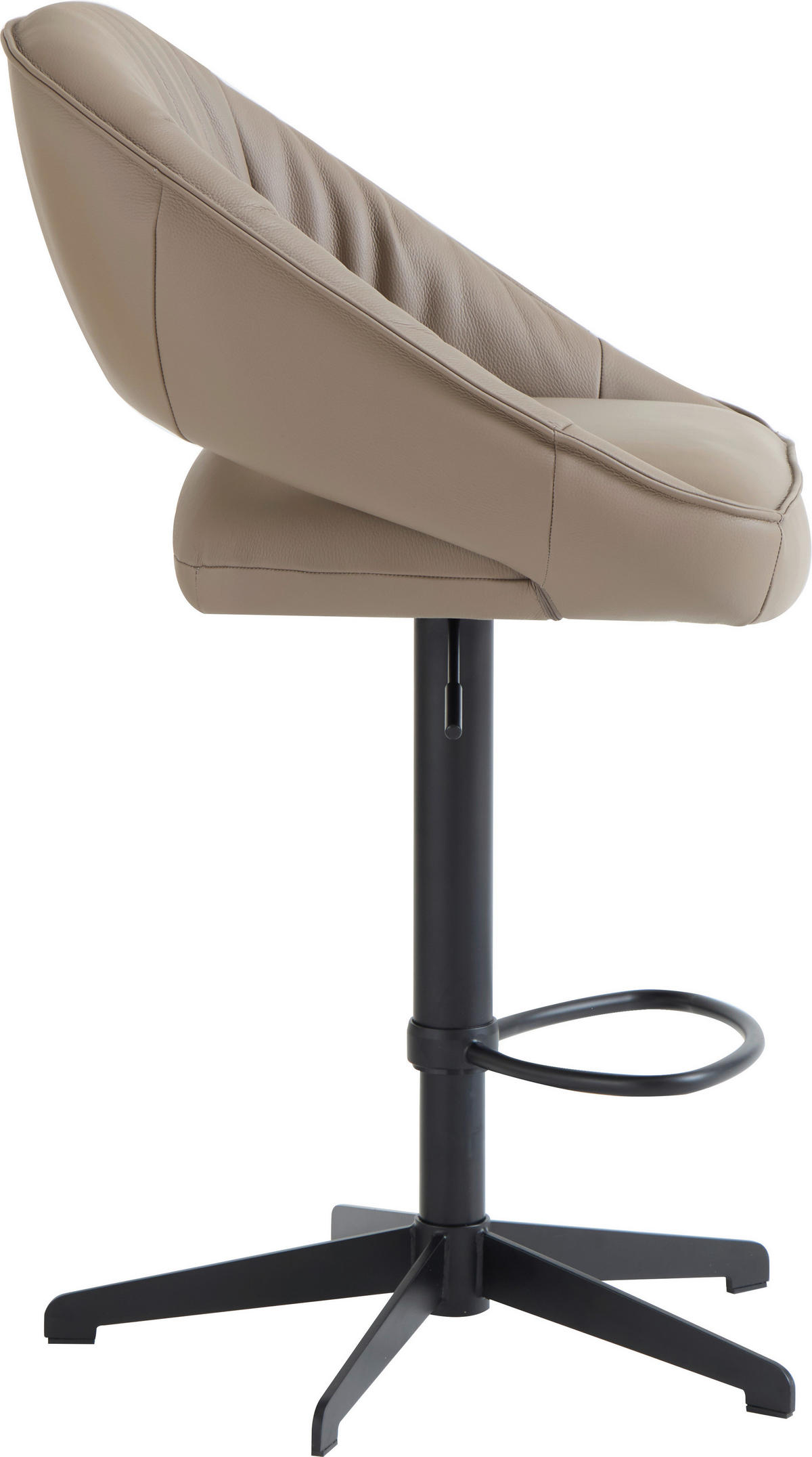 BARHOCKER Echtleder Schwarz, Beige Eisen Sitzfläche 360° drehbar, automatische Rückholfunktion  - Beige/Schwarz, Design, Leder/Metall (56/96-120/59cm) - Dieter Knoll