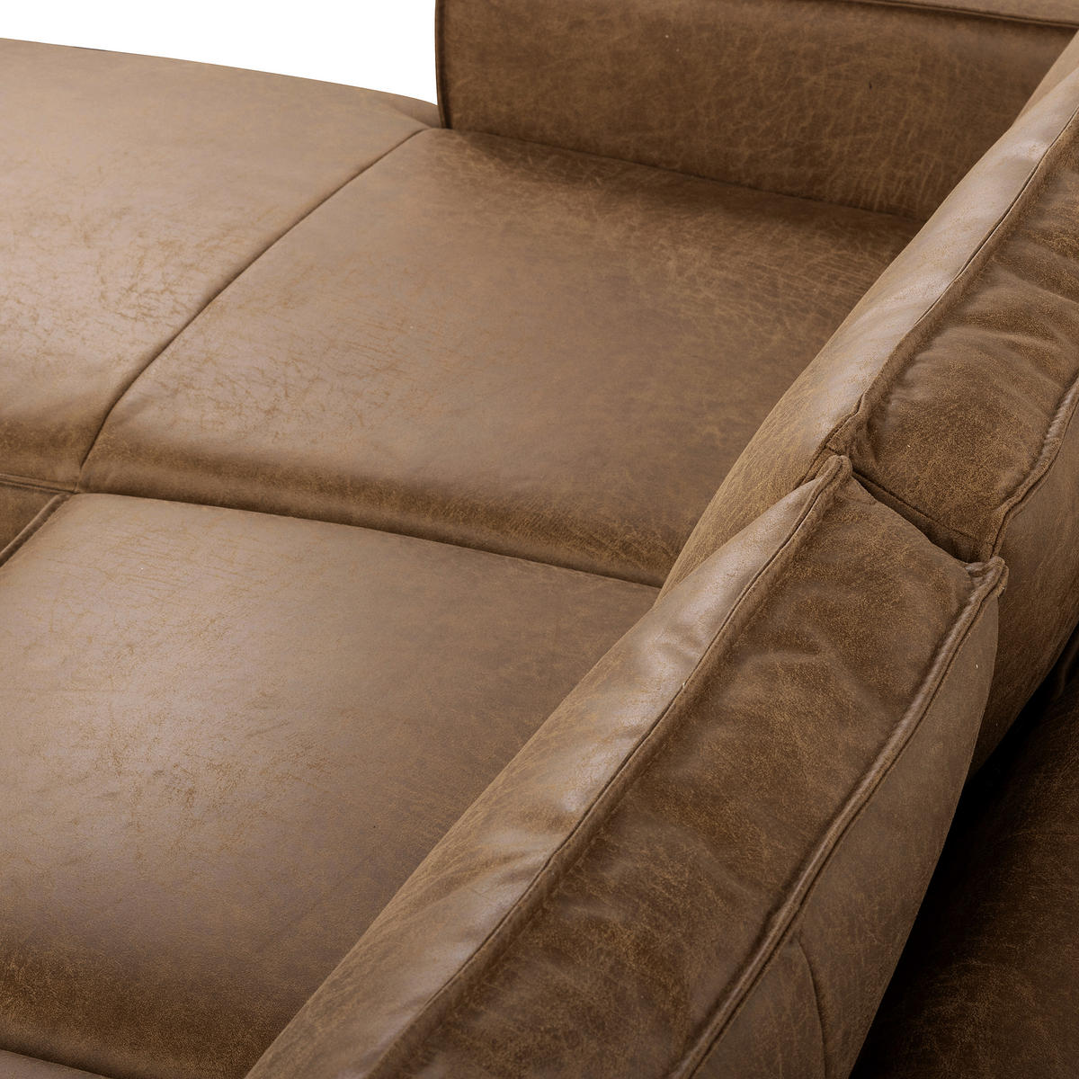ECKSOFA Braun Echtleder Lederlook Rücken echt  - Braun, Design, Leder/Textil (166/238cm) - Livetastic