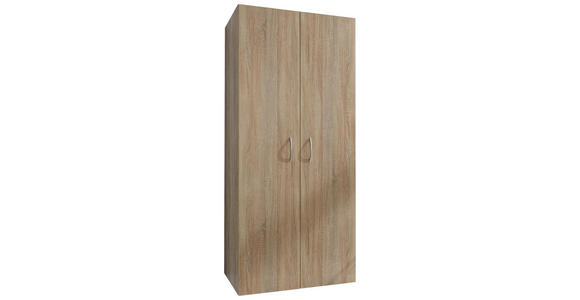 SCHRANK in Eichefarben - Eichefarben/Alufarben, KONVENTIONELL, Holzwerkstoff/Kunststoff (80/185/40cm) - Xora