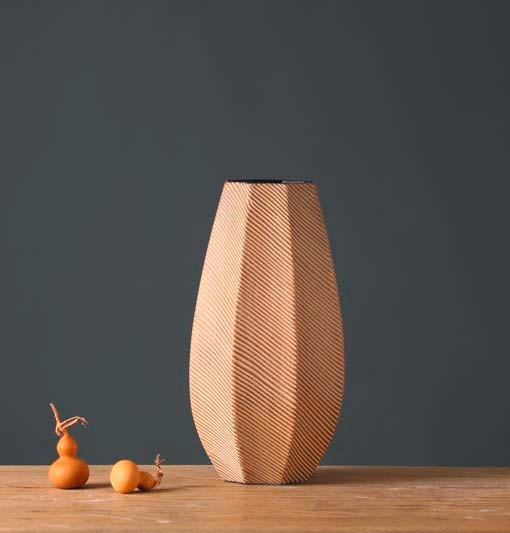 VÁZA  - bézs/barna, Basics, műanyag (17,5/34/17,5cm)