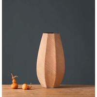 VÁZA  - bézs/barna, Basics, műanyag (17,5/34/17,5cm)
