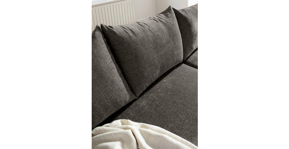 ECKSOFA Dunkelgrau Flachgewebe Rückenkissen, Rücken echt  - Dunkelgrau/Buchefarben, KONVENTIONELL, Holz/Textil (230/144cm) - Carryhome