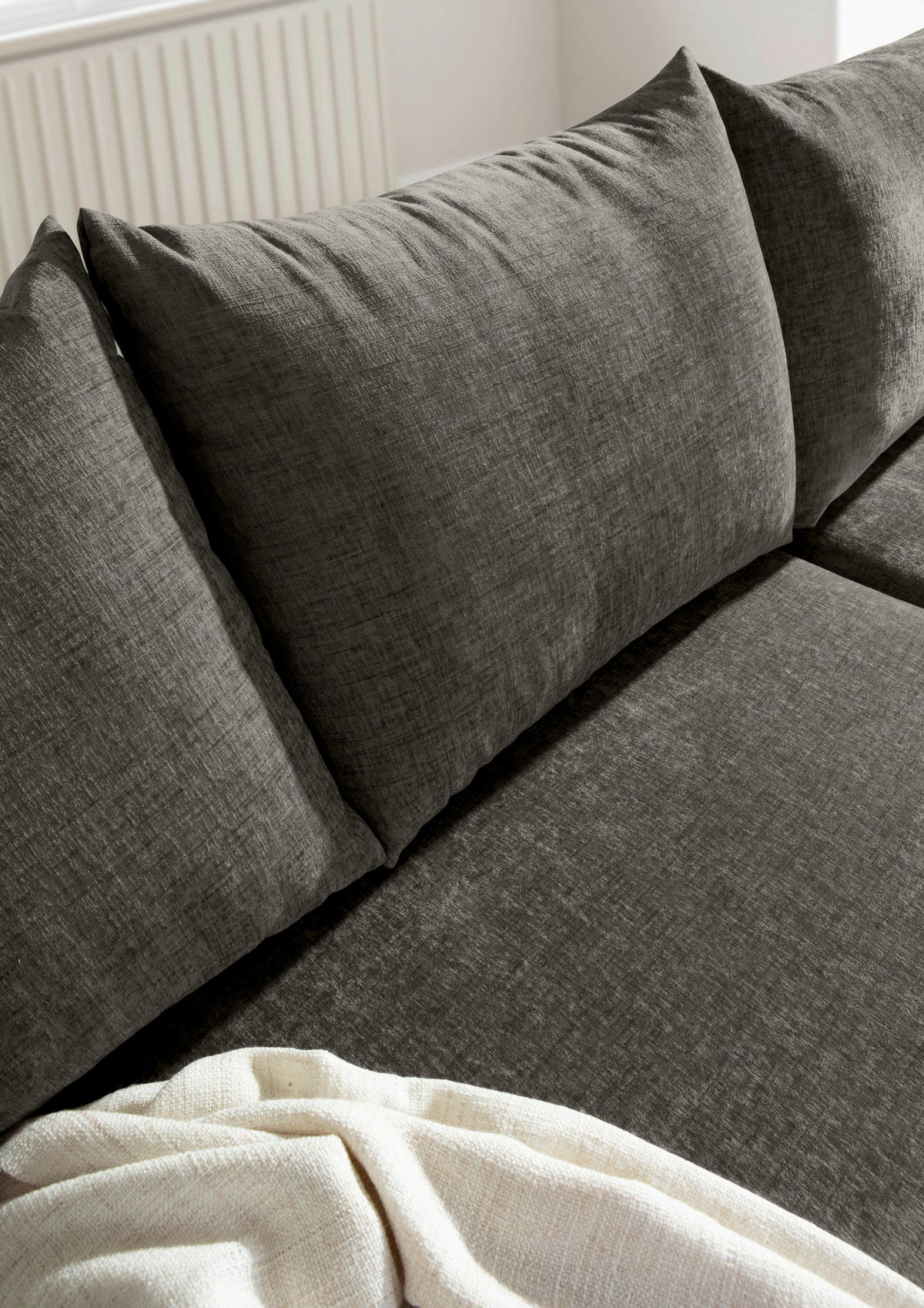 HÖRNSOFFA i flatväv mörkgrå  - mörkgrå/bokfärgad, Klassisk, trä/textil (230/144cm) - Livetastic