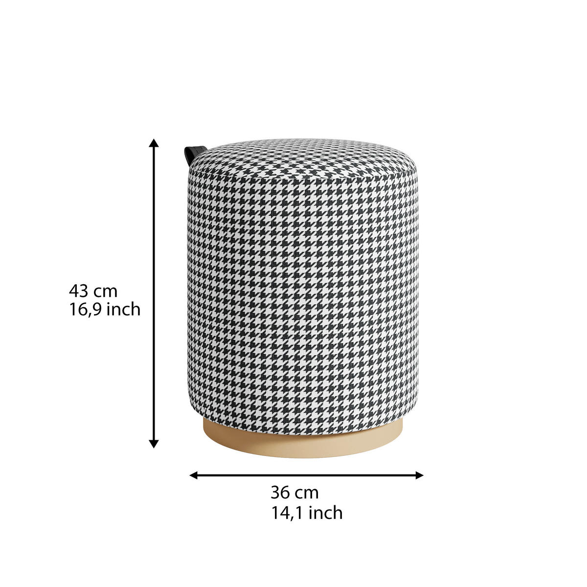 HOCKER Macaria Fußbank Schwarz, Weiß  - Schwarz/Weiß, Design, Textil (36/43/36cm) - Livetastic