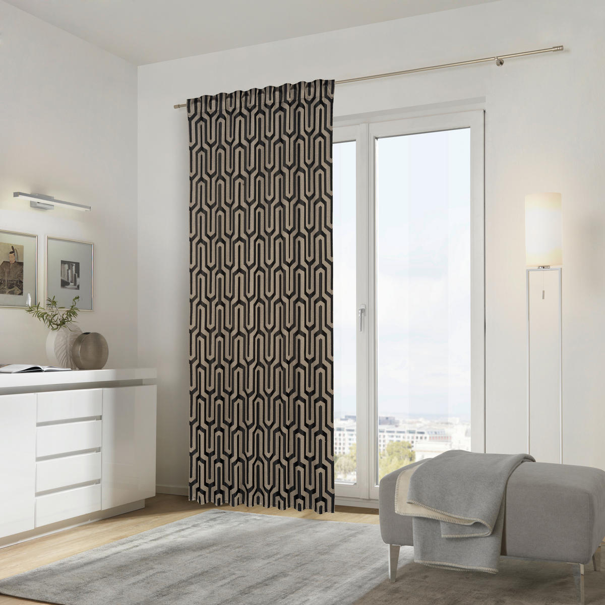 FERTIGVORHANG blickdicht  - Goldfarben/Schwarz, Design, Textil (140/245cm)