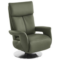 RELAXSESSEL in Leder Grün  - Edelstahlfarben/Grün, Design, Leder/Metall (78/112/85cm) - Cantus