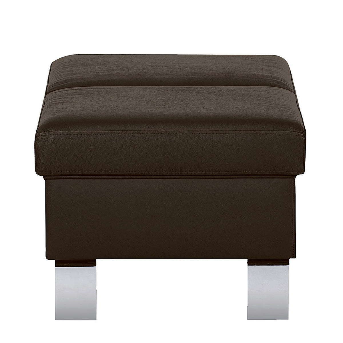 HOCKER in Leder Dunkelbraun  - Chromfarben/Dunkelbraun, Design, Leder/Metall (91/44/57cm) - Livetastic
