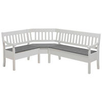 ECKBANK 147/170 cm Grau, Weiß Kiefer massiv   - Weiß/Grau, ROMANTIK / LANDHAUS, Holz (147/170cm) - Boxxx