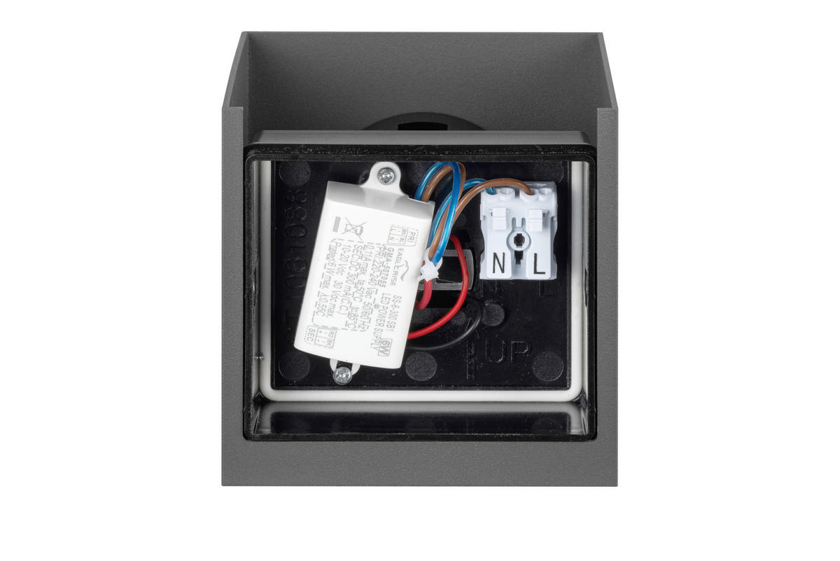 LED VÄGGLAMPA Atlas 10/10/10 cm   - mörkgrå, Basics, metall/plast (10/10/10cm) - Novel