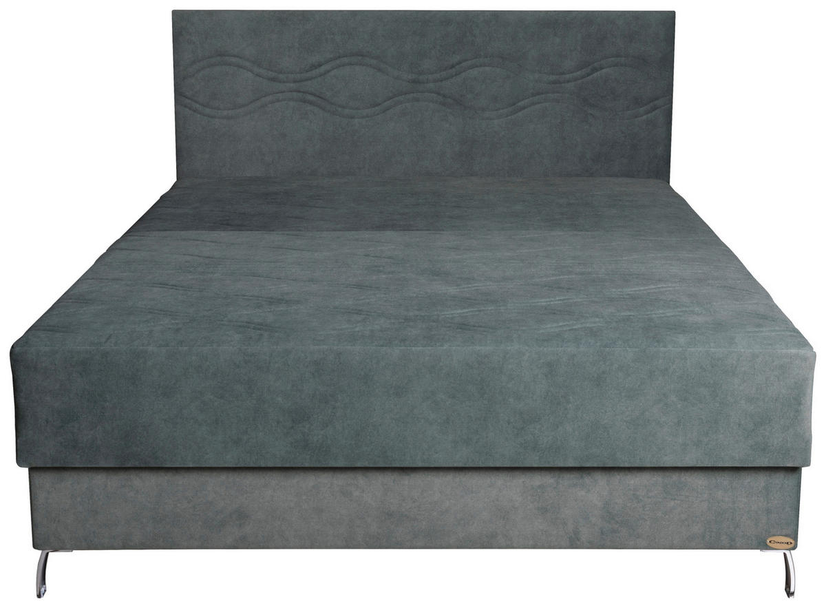 KÁRPITOZOTT ÁGY 160/200 cm  zöld  - ezüstszínű/zöld, Basics, textil/fém (160/200cm) - Cardo