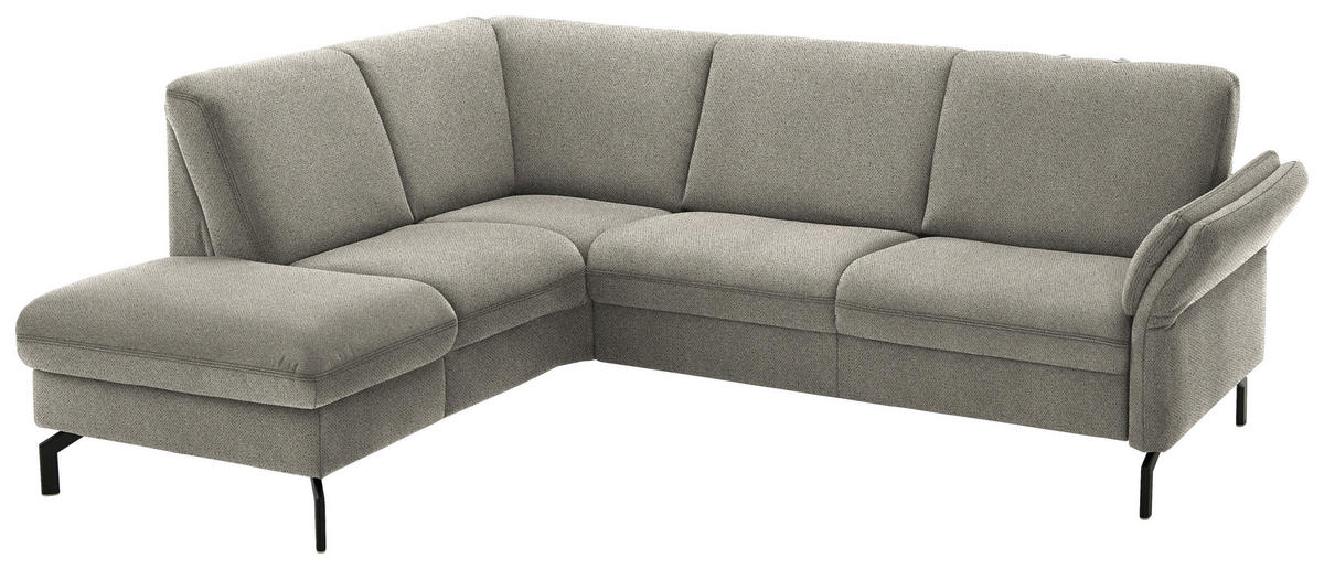 ECKSOFA in Flachgewebe Schilfgrün  - Schilfgrün/Schwarz, Konventionell, Textil/Metall (190/241cm) - Beldomo Comfort
