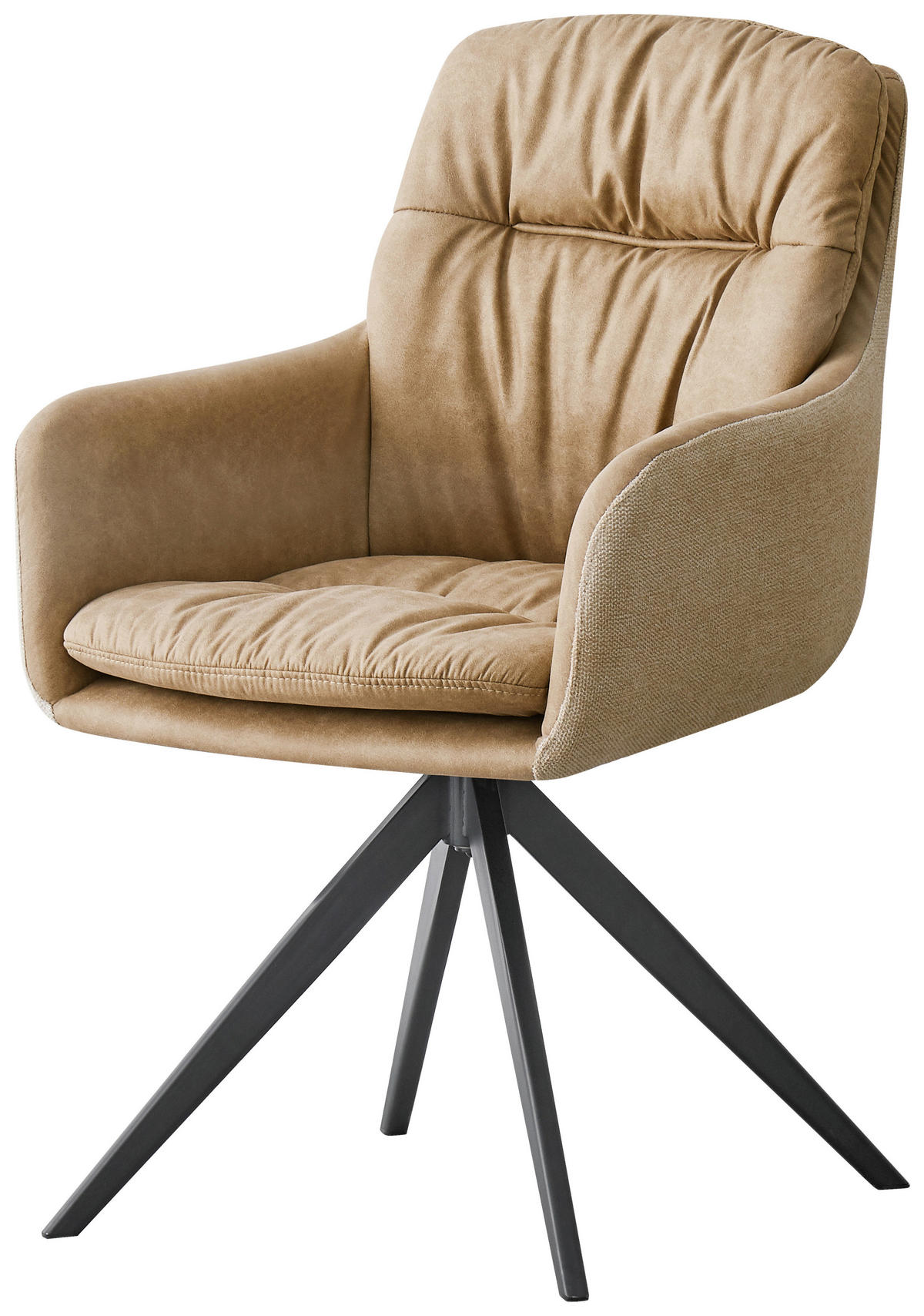 STOLIČKA S PODRÚČKAMI, kožený vzhľad, textilný výplet, sivohnedá - čierna/sivohnedá, Modern, kov/textil (57/87/64,5cm) - MID.YOU