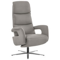 RELAXSESSEL in Leder Hellgrau  - Edelstahlfarben/Hellgrau, Design, Leder/Metall (76/119/86cm) - Dieter Knoll