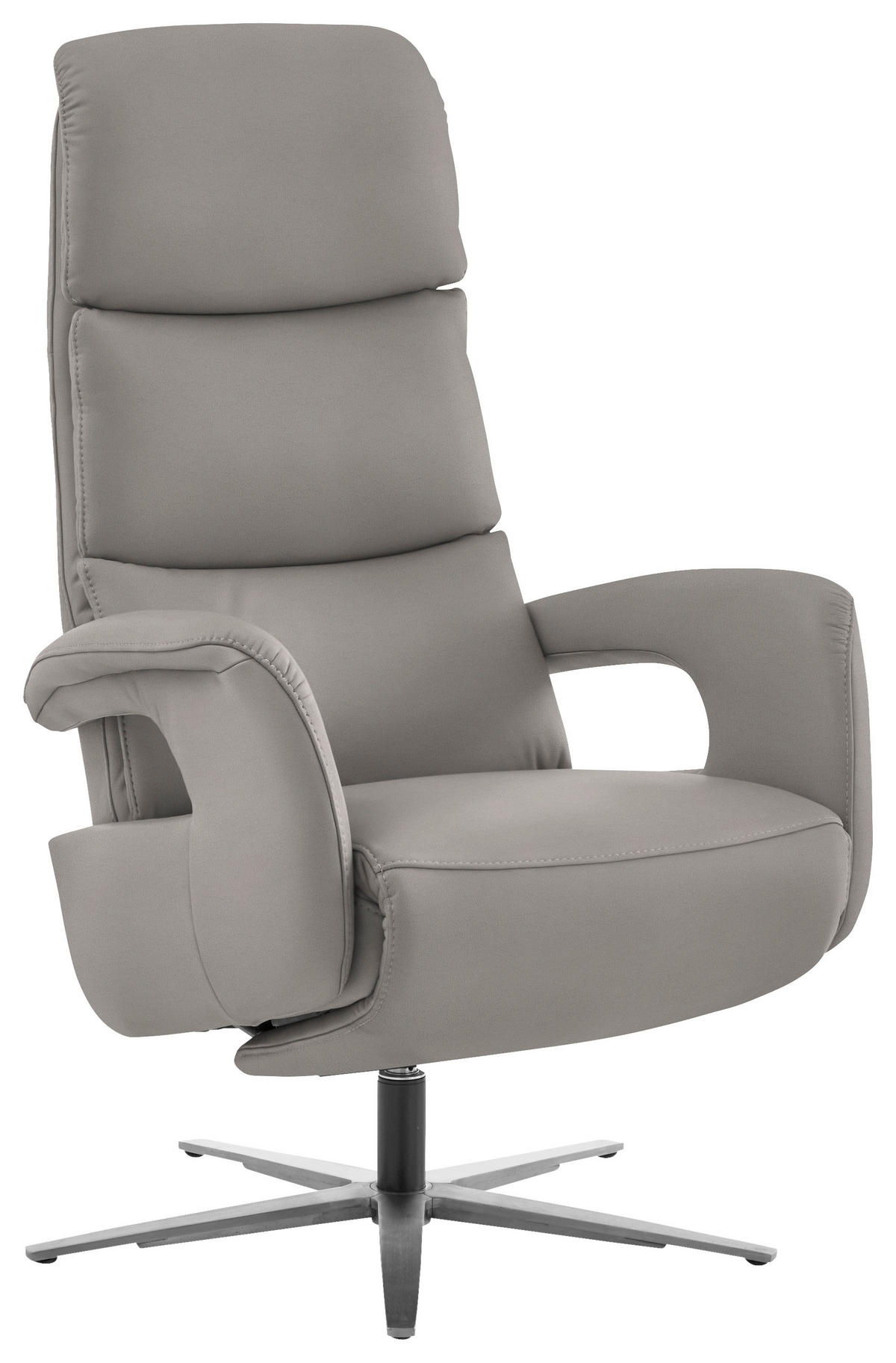 RELAXSESSEL in Leder Hellgrau  - Edelstahlfarben/Hellgrau, Design, Leder/Metall (76/119/86cm) - Dieter Knoll