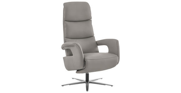 RELAXSESSEL in Leder Hellgrau  - Edelstahlfarben/Hellgrau, Design, Leder/Metall (76/119/86cm) - Dieter Knoll