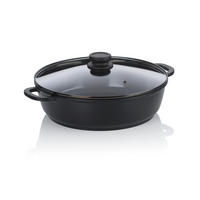 SERVIERPFANNE Atura Keramikbeschichtung  - Schwarz, KONVENTIONELL, Glas/Metall (32/9cm) - Kela