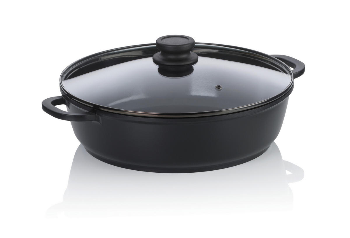 SERVIERPFANNE Atura Keramikbeschichtung  - Schwarz, KONVENTIONELL, Glas/Metall (32/9cm) - Kela