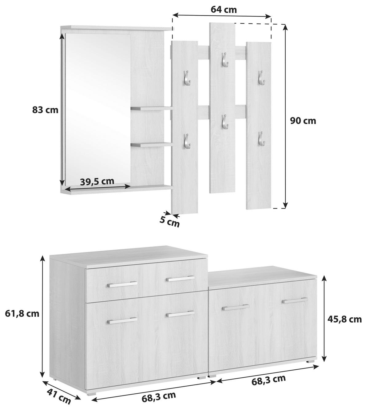 GARDEROBE  in  - Sonoma Eiche, Basics, Holzwerkstoff (137/179/41cm) - MID.YOU