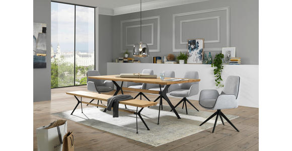 SITZBANK 220/45/35 cm  in Schwarz, Eichefarben  - Eichefarben/Schwarz, Natur, Holz/Metall (220/45/35cm) - Linea Natura