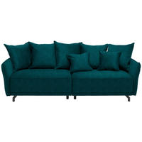 BIGSOFA in Velours Petrol  - Petrol/Schwarz, Design, Textil/Metall (226/91/103cm) - Carryhome