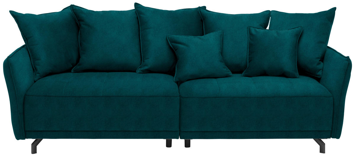 BIGSOFA in Velours Petrol  - Petrol/Schwarz, Design, Textil/Metall (226/91/103cm) - Carryhome