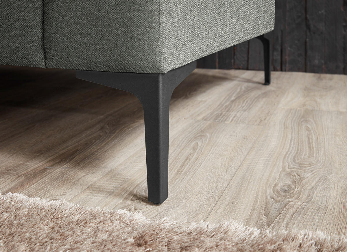 2,5-SITZER in Flachgewebe Graugrün  - Schwarz/Graugrün, Design, Textil/Metall (206/86/97cm) - Pure Home Lifestyle