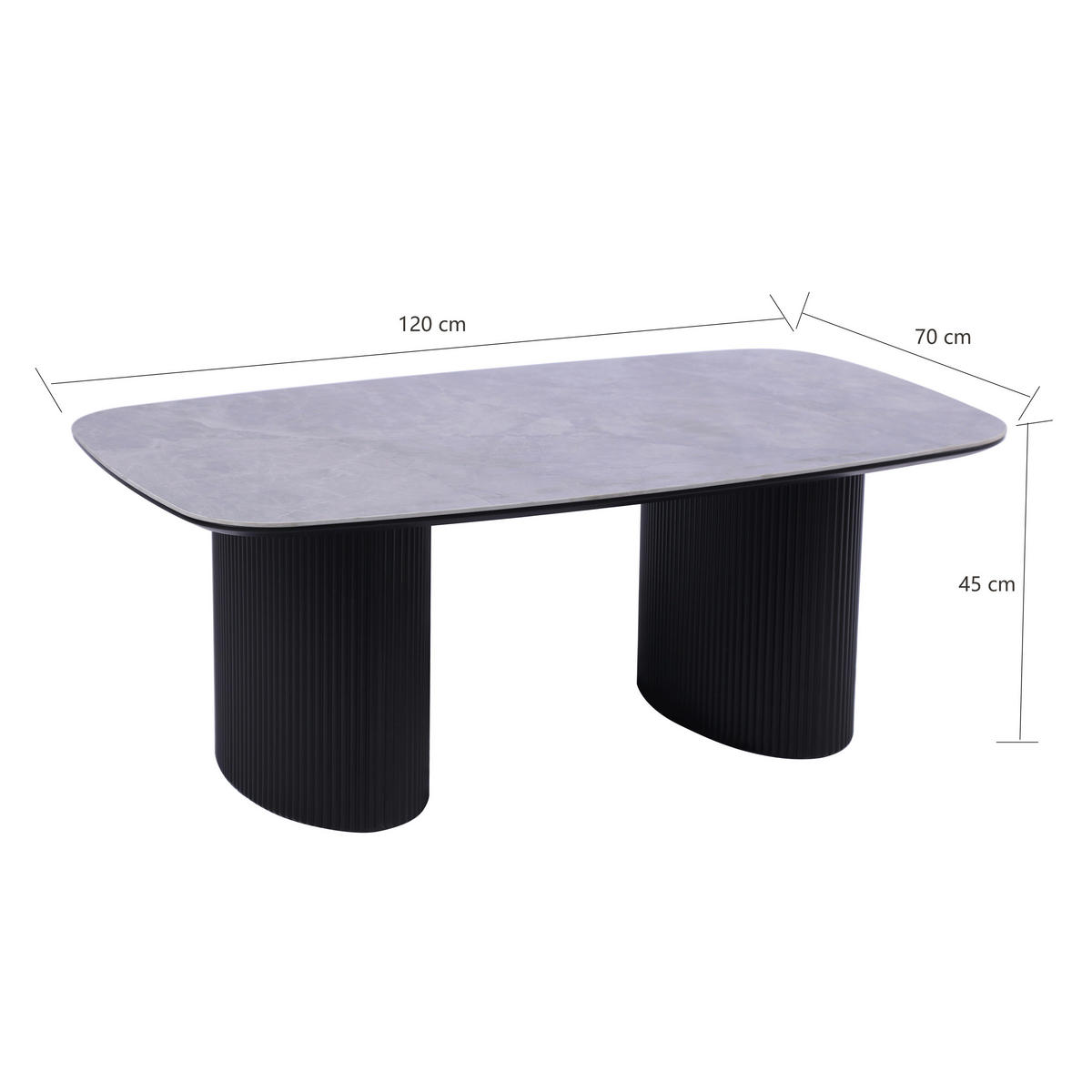 COUCHTISCH 120/70/45 cm rechteckig Grau, Schwarz  - Schwarz/Grau, Design, Keramik/Holzwerkstoff (120/70/45cm) - Stylife