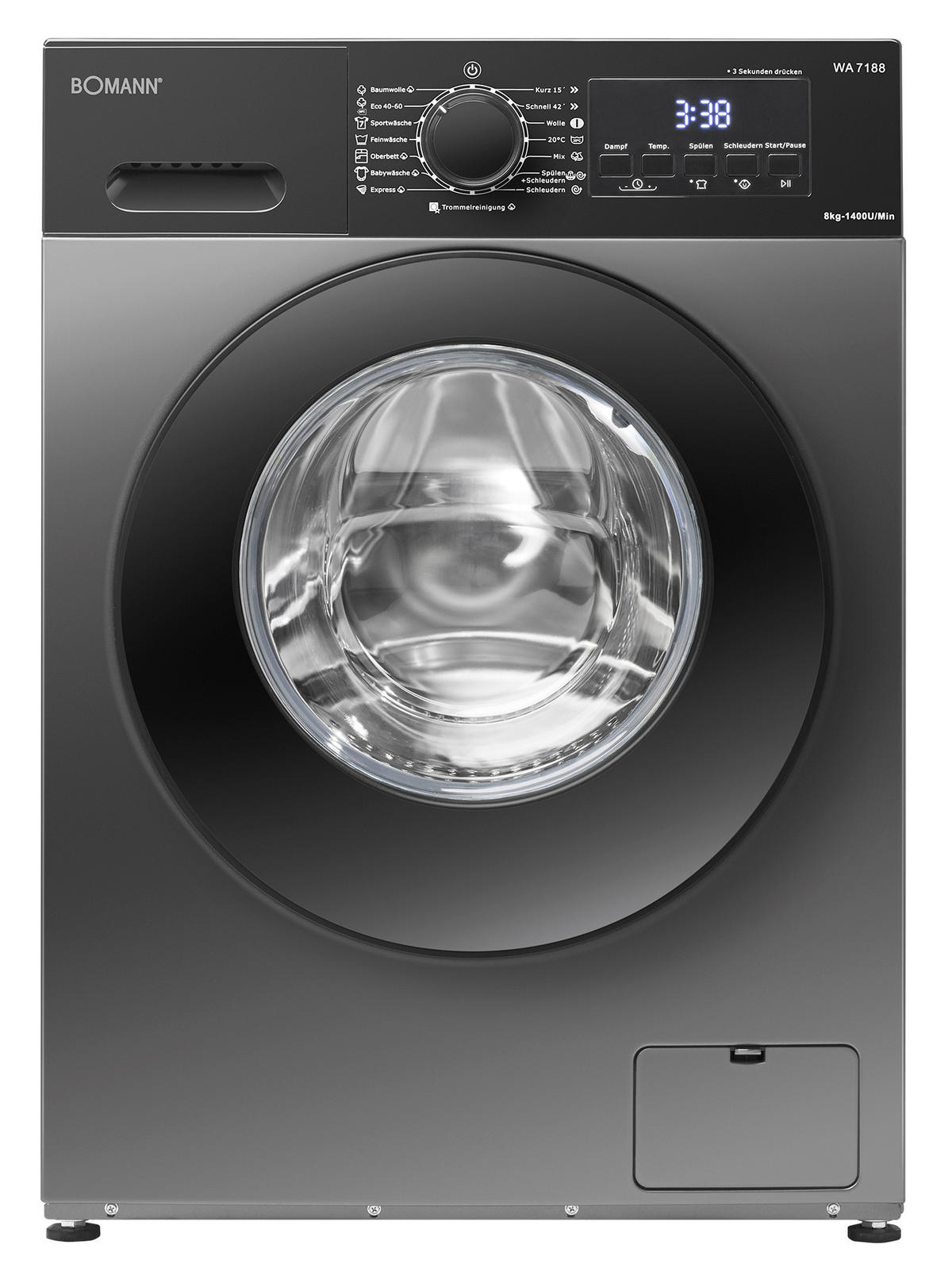 WASCHMASCHINE WA 7188  - Titanfarben, Trend, Metall (59,5/85,0/48,0cm) - Bomann