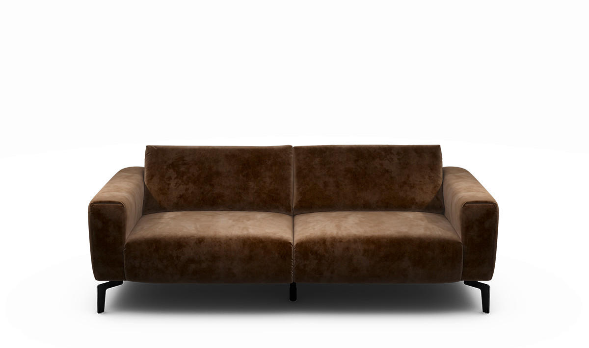 2,5-SITZER Samt Braun  - Schwarz/Braun, Design, Textil/Metall (220/86/86-94cm) - SENSOO