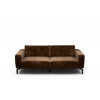 2,5-SITZER Samt Braun  - Schwarz/Braun, Design, Textil/Metall (220/86/86-94cm) - SENSOO