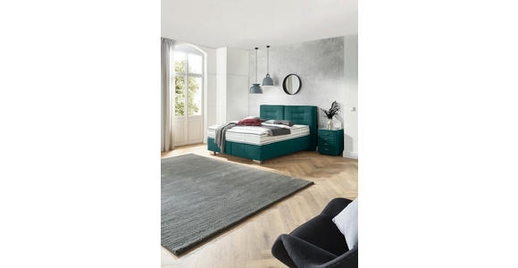 BOXSPRINGBETT 180/200 cm,  in Petrol, Matratze, H4 + H4 = sehr fest  - Chromfarben/Petrol, KONVENTIONELL, Textil (180/200cm) - Dieter Knoll