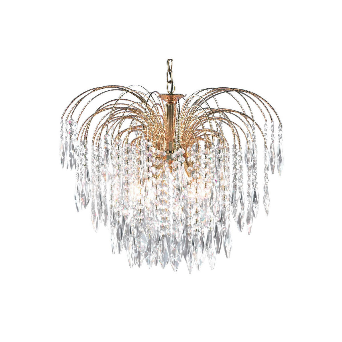 KRISTALL-HÄNGELEUCHTE 53/98 cm   - Goldfarben, Design, Glas/Metall (53/98cm)