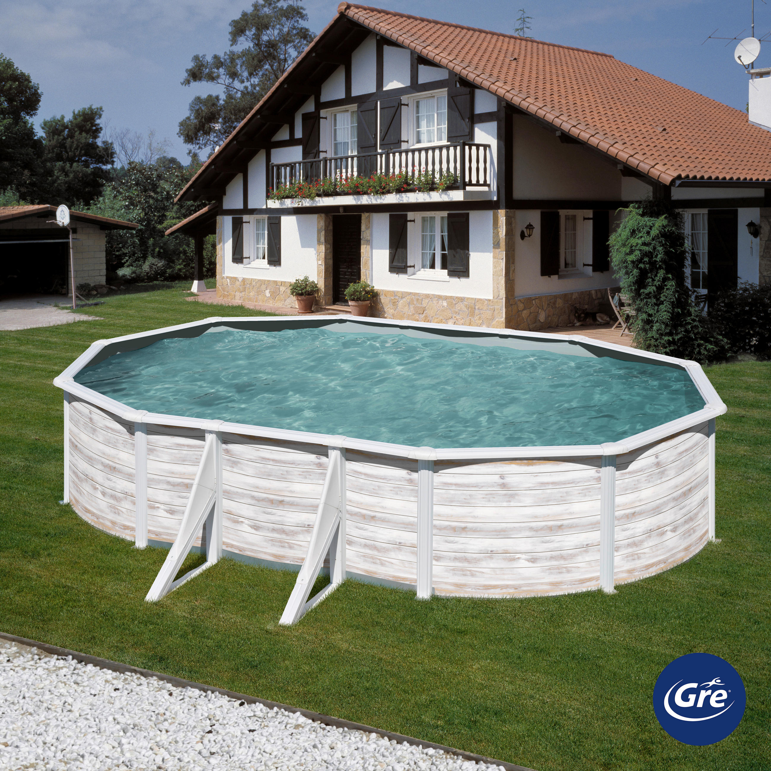 POOL-SET 2024 500/300/120 cm  - Weiß, KONVENTIONELL, Metall (500/300/120cm) - Gre