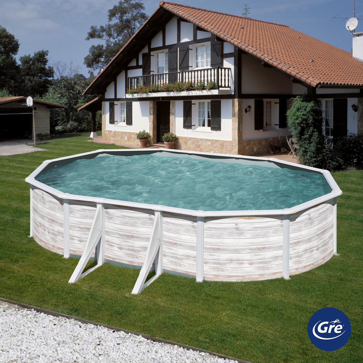 POOL-SET 2024 500/300/120 cm  - Weiß, KONVENTIONELL, Metall (500/300/120cm) - Gre